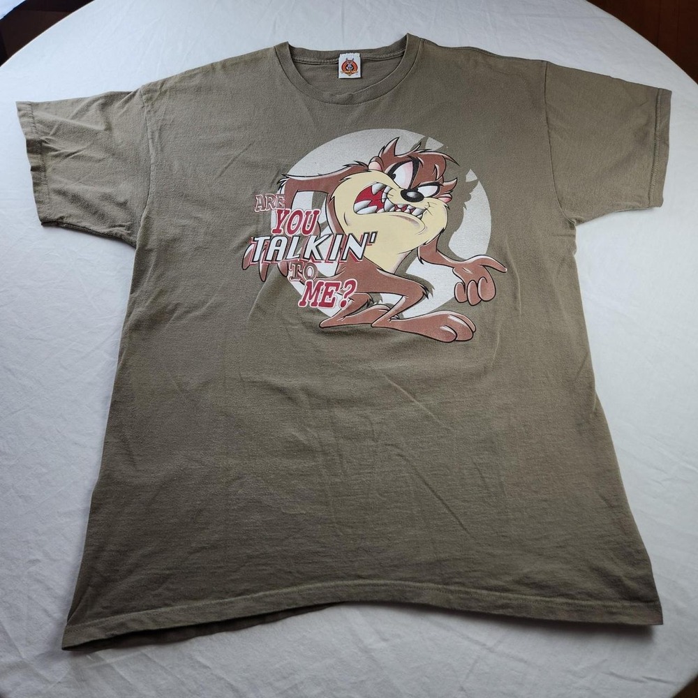 Vintage 1998 Looney Tunes Taz Tasmanian Devil T-Shirt Brown XL Y2K Brazos